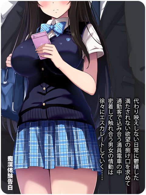 満員電車内でスマホを弄っている女子校生に痴漢をする